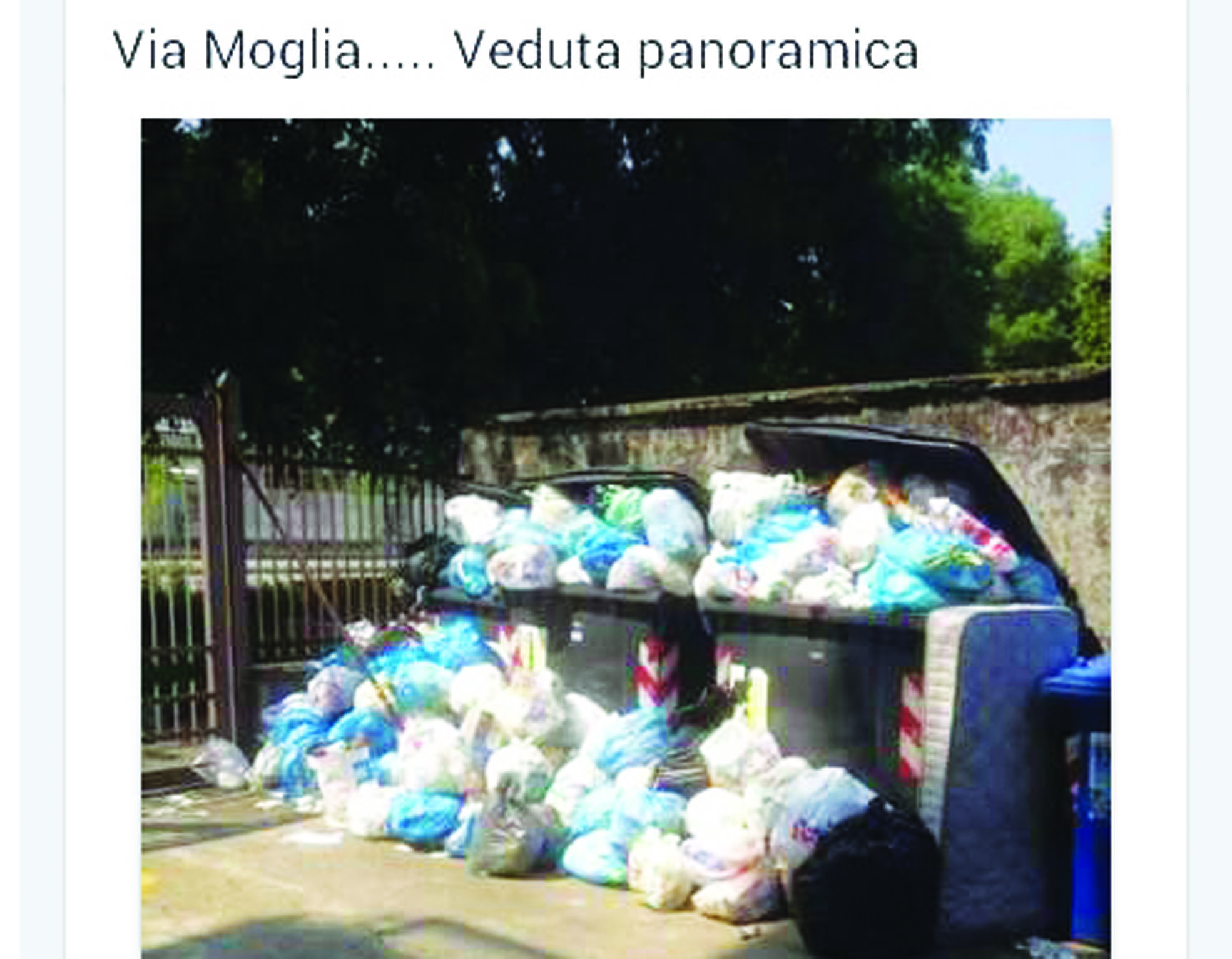 La "veduta panoramica" di via Moglia