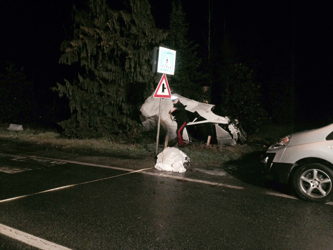 La scena dell'incidente a Monteu da Po